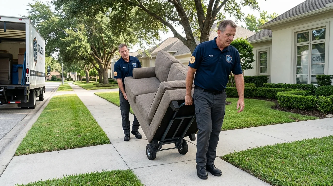 Local residential moving crew loading furniture in Farmer City, IL